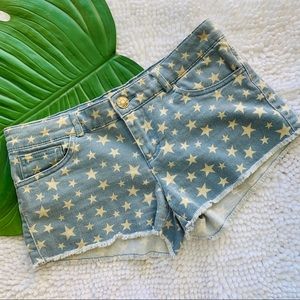 Papaya denim distressed stars shorts